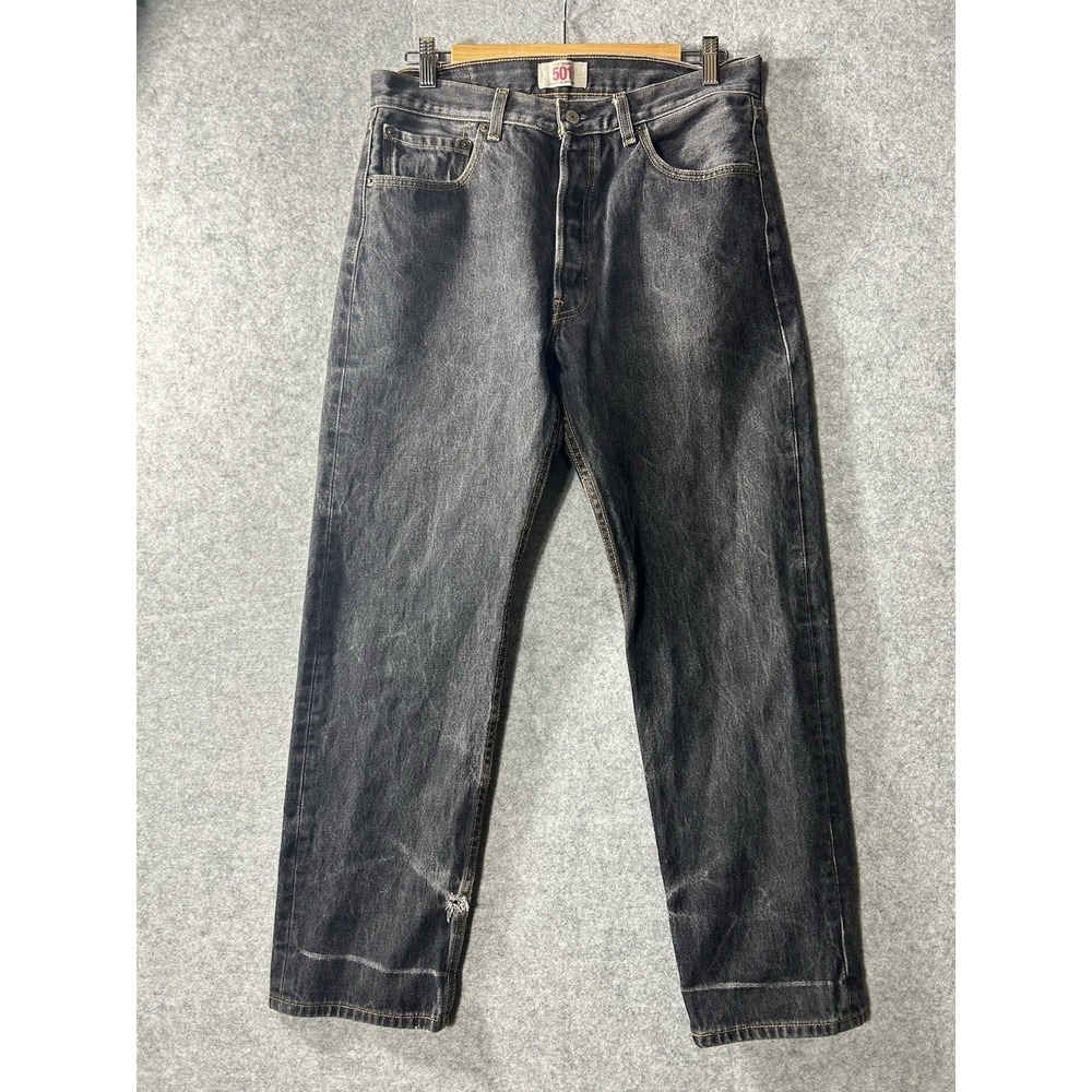 Levi's 501 Black Faded Jeans 31x32 Button Fly Straight Leg Distressed MEXICO Y2K